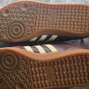 Adidas Women's Maroon and Cream Sneakers